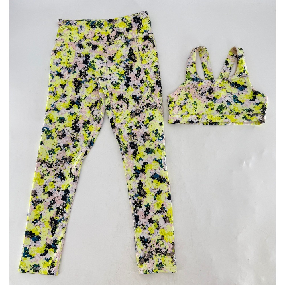 Old Navy Active Girl's Floral Print Powersoft‎ Leggings & Sports Bra Set L